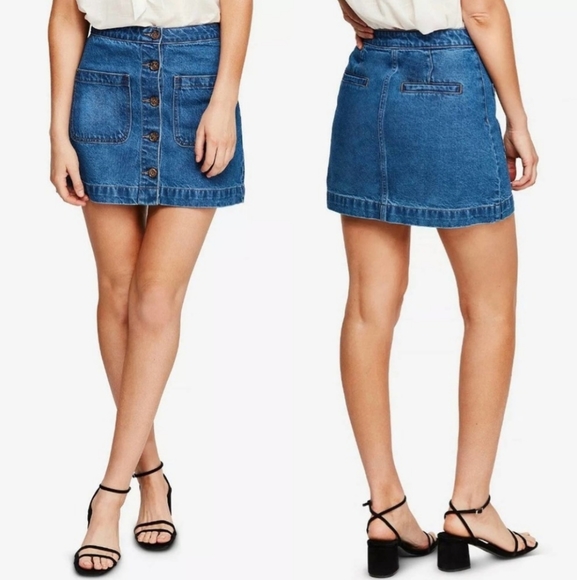 Free People Don't get me Wrong Denim Skirt - Picture 1 of 8